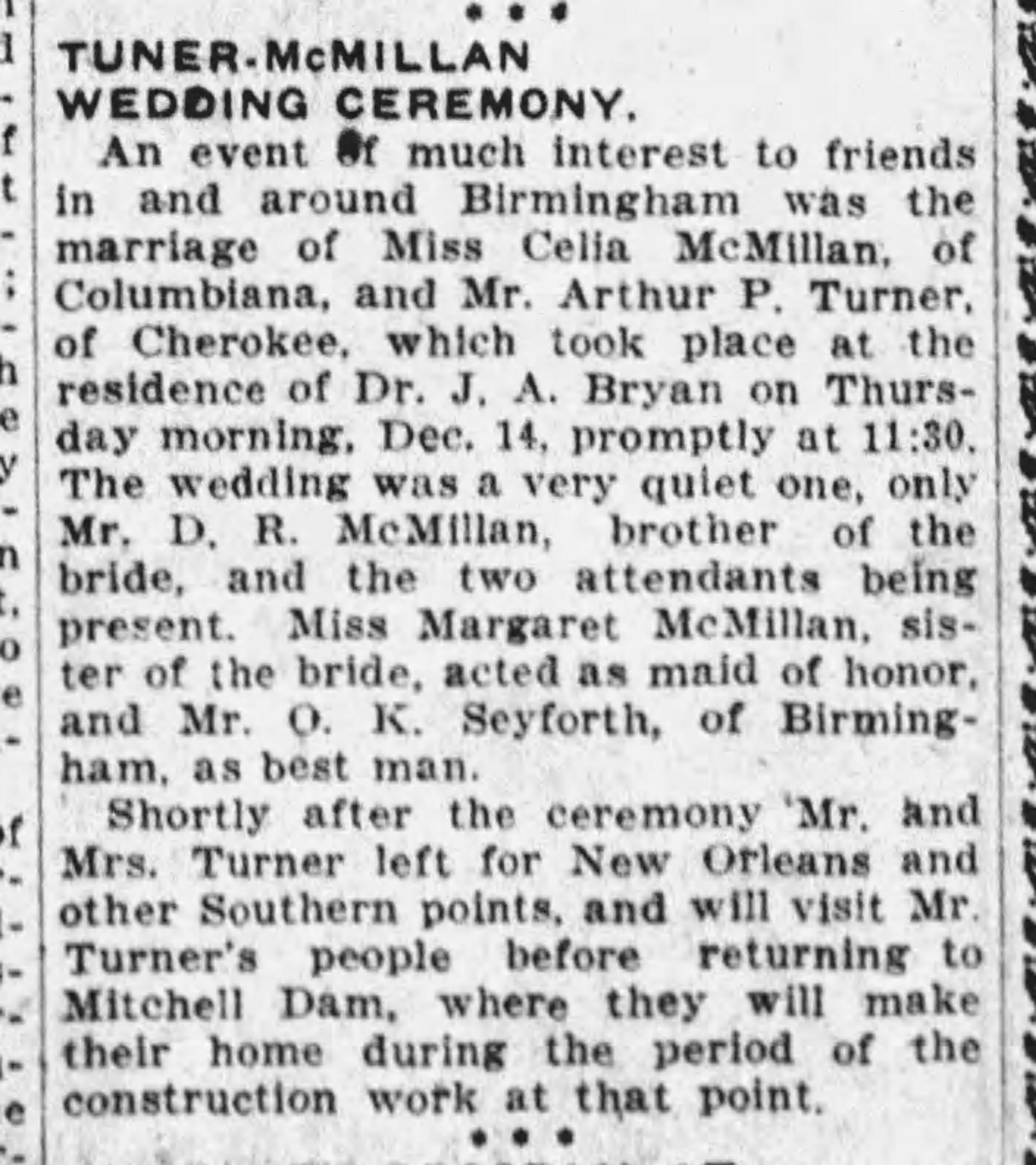 Tuner-McMillan Wedding Ceremony